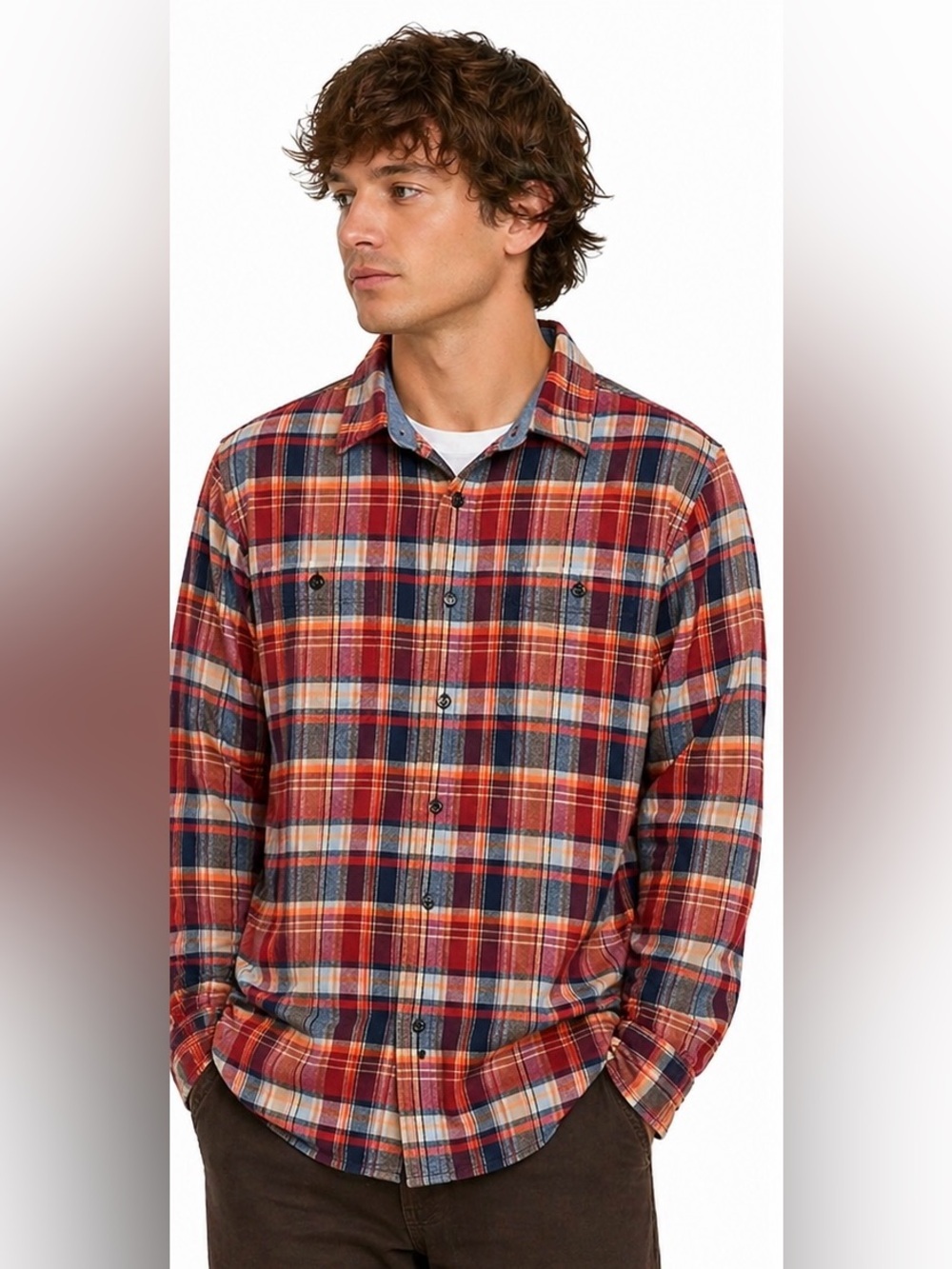 Obey Propaganda Mens Medium Plaid Flannel Shirt Red Blue Button Up 100% Cotton